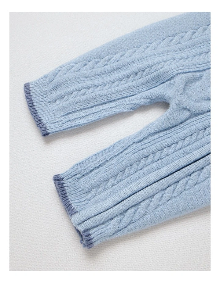 Cable Knit Zip Coverall in Bluestone image 4