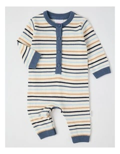 Fully Fashion Neutral Intarsia Coverall in Bone