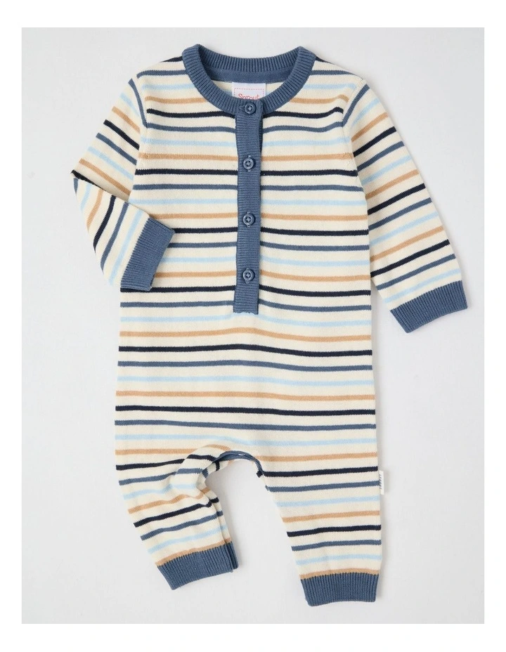 Fully Fashion Neutral Intarsia Coverall in Bone image 1