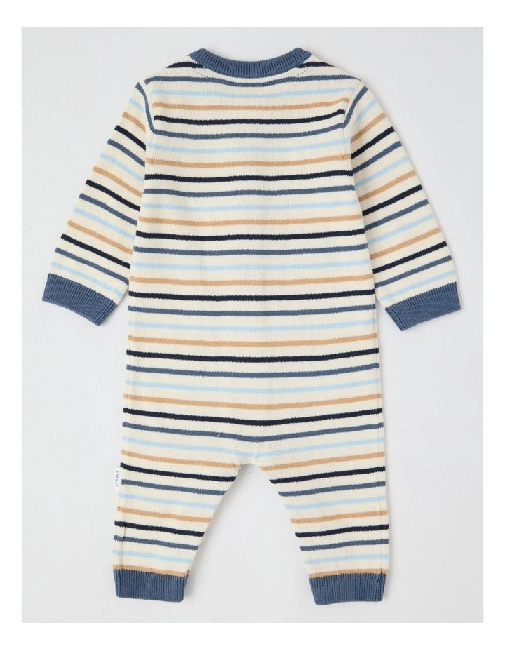 Fully Fashion Neutral Intarsia Coverall in Bone image 3