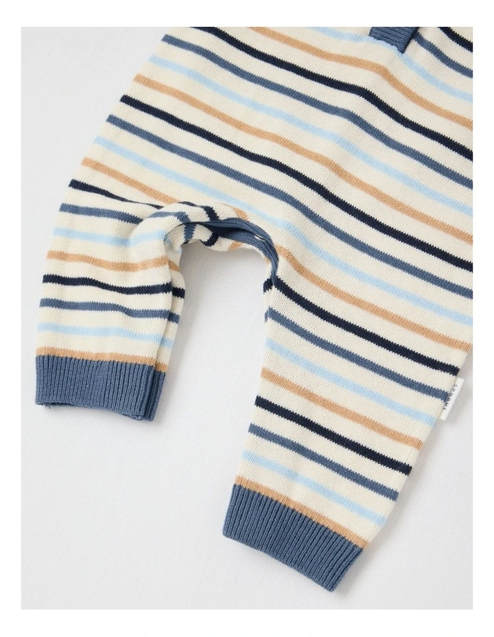 Fully Fashion Neutral Intarsia Coverall in Bone image 4