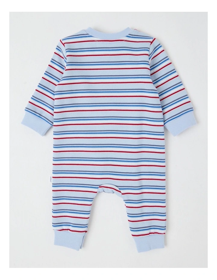 Polar Bear Fleece Stripe Coverall in Bluestone image 3