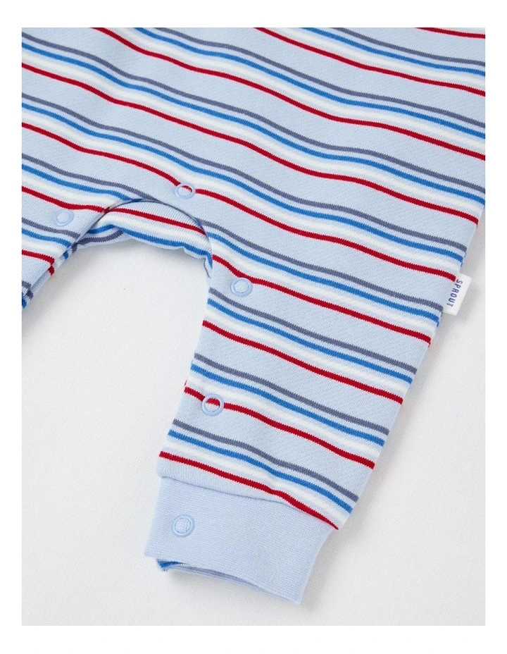 Polar Bear Fleece Stripe Coverall in Bluestone image 4