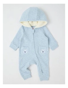Quilted Bear Coverall in Blue Marle