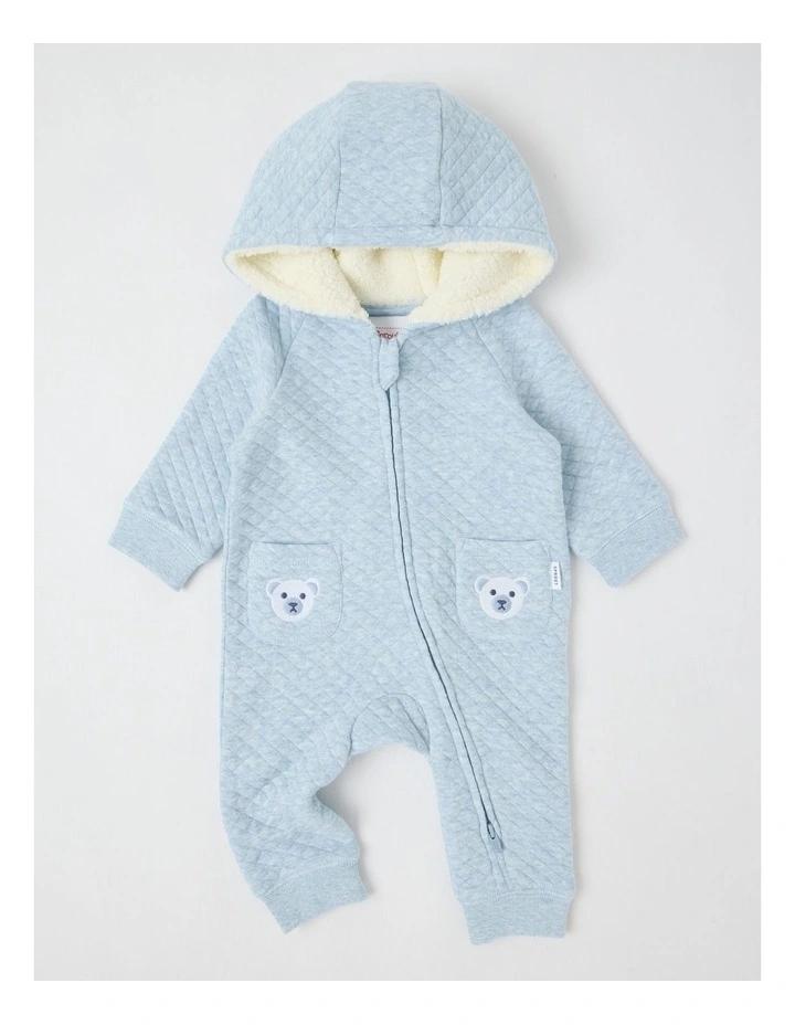 Quilted Bear Coverall in Blue Marle image 1