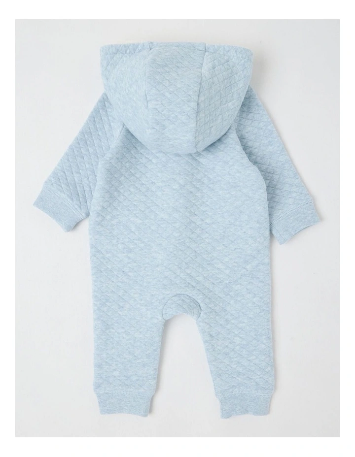 Quilted Bear Coverall in Blue Marle image 3