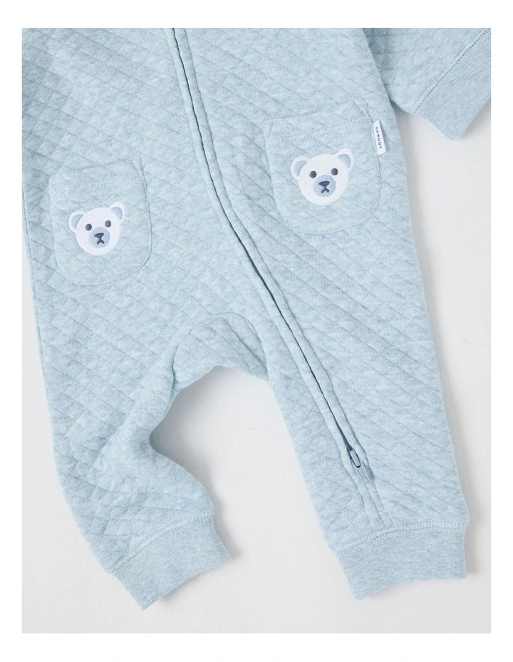 Quilted Bear Coverall in Blue Marle image 4