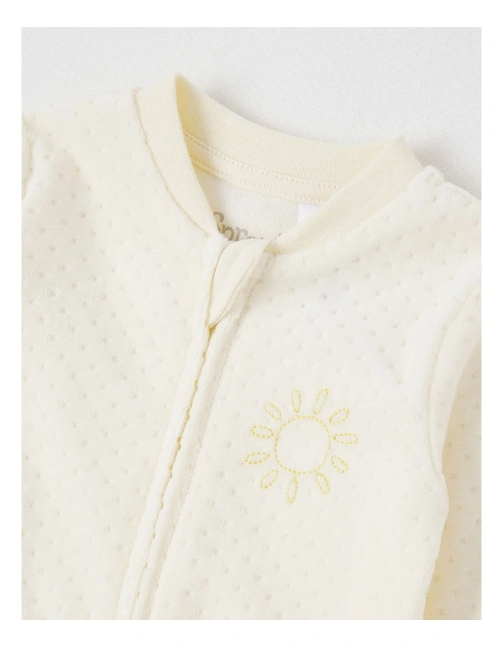 Newborn Giraffe Velour Embroidered Coverall in Cream image 2