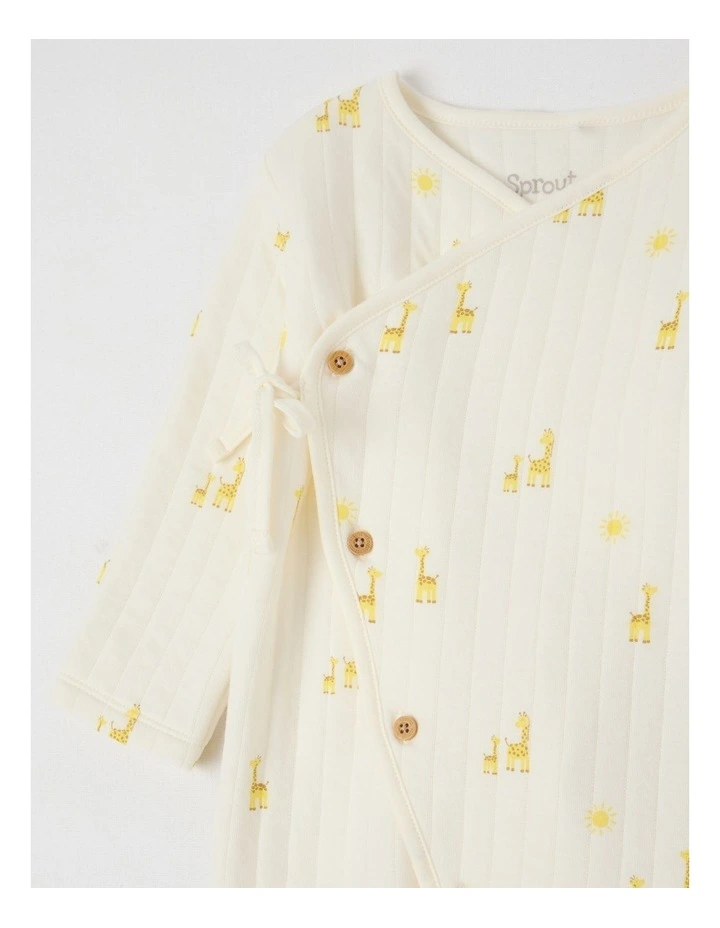 Newborn Giraffe Quilted Coverall in Cream image 2