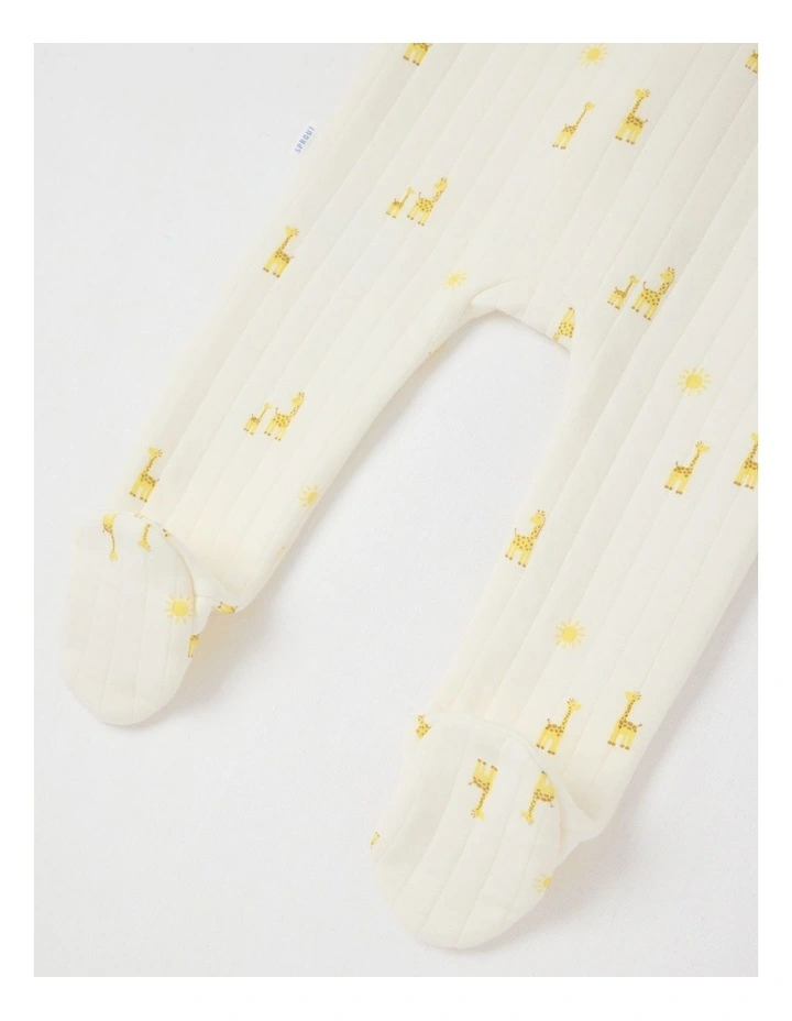 Newborn Giraffe Quilted Coverall in Cream image 4