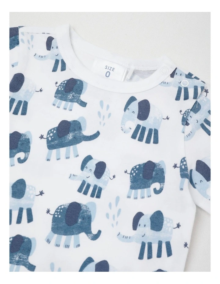 Essentials Watercolour Elephant Bodysuit in White image 2