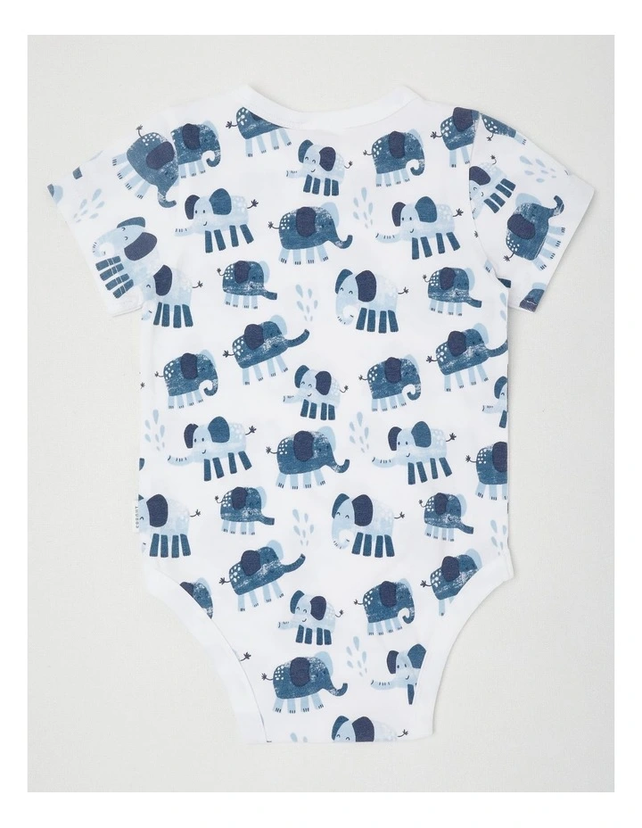 Essentials Watercolour Elephant Bodysuit in White image 3