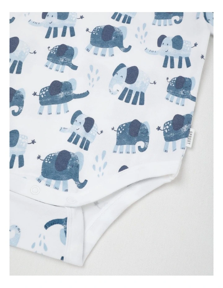 Essentials Watercolour Elephant Bodysuit in White image 4