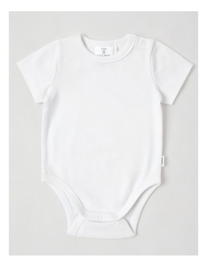 Essentials Rib Solid Bodysuit in White image 1