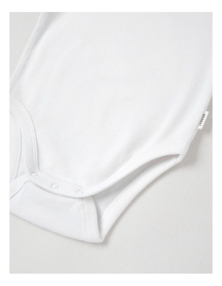 Essentials Rib Solid Bodysuit in White image 4