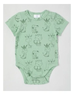 Essentials Rib Tonal Animal Outline Bodysuit in Light Khaki