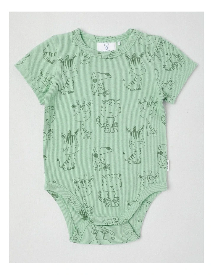 Essentials Rib Tonal Animal Outline Bodysuit in Light Khaki image 1