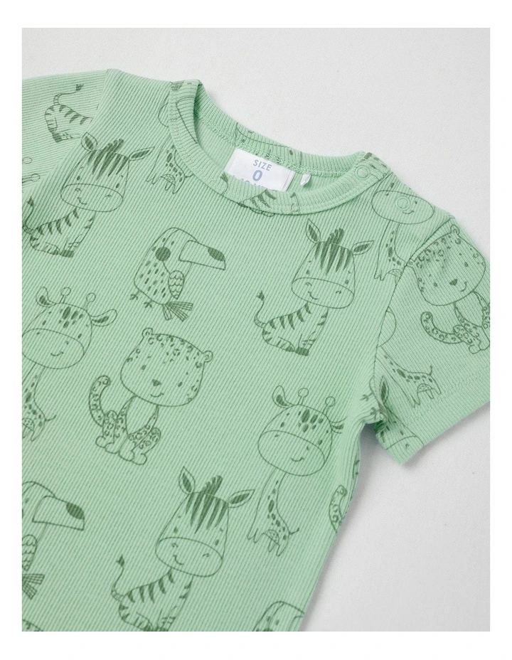 Essentials Rib Tonal Animal Outline Bodysuit in Light Khaki image 2