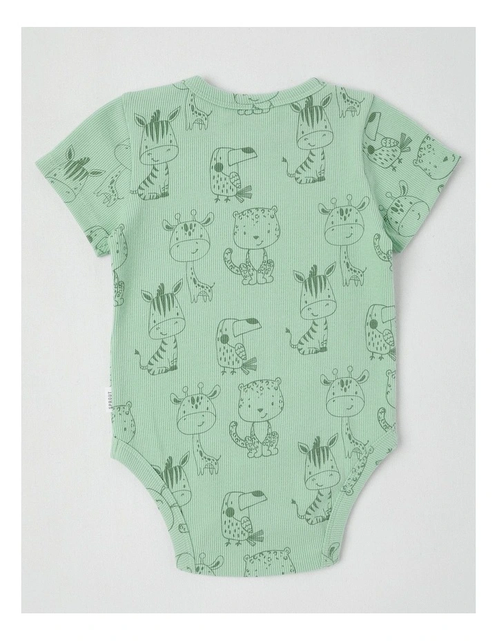 Essentials Rib Tonal Animal Outline Bodysuit in Light Khaki image 3