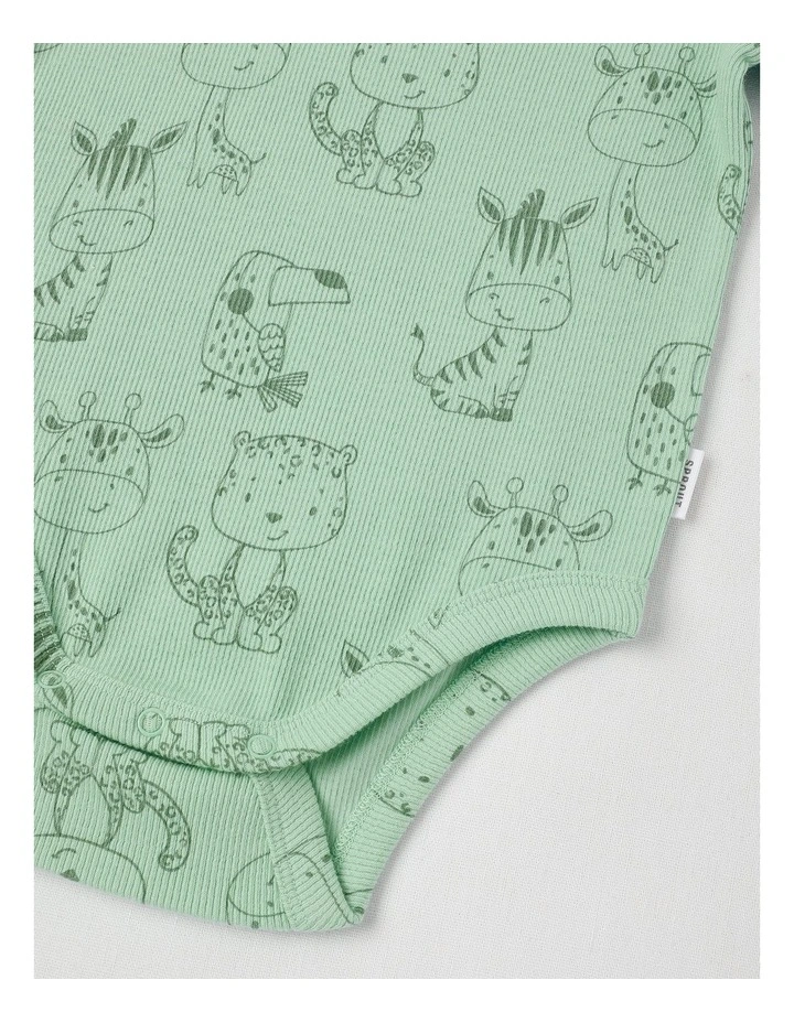 Essentials Rib Tonal Animal Outline Bodysuit in Light Khaki image 4