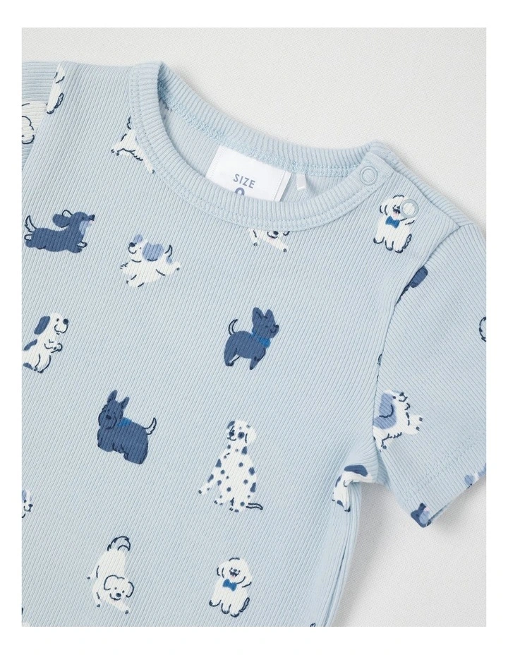 Essentials Rib Tonal Dogs Bodysuit in Light Blue image 2