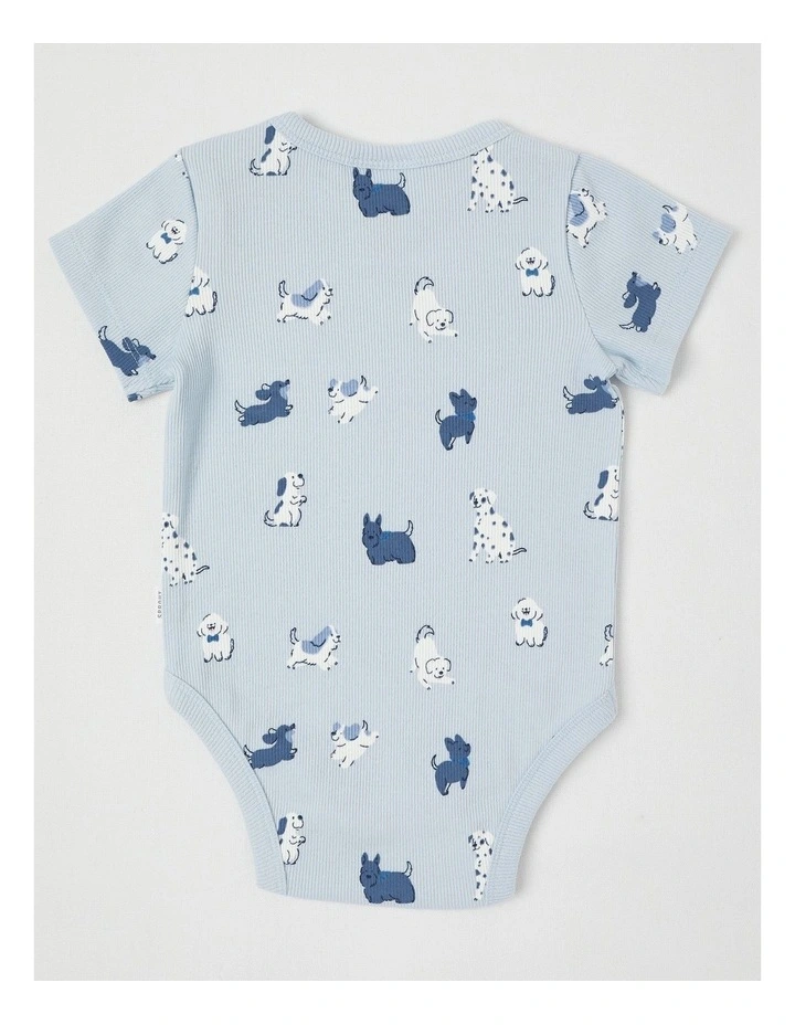 Essentials Rib Tonal Dogs Bodysuit in Light Blue image 3