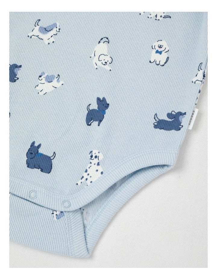 Essentials Rib Tonal Dogs Bodysuit in Light Blue image 4