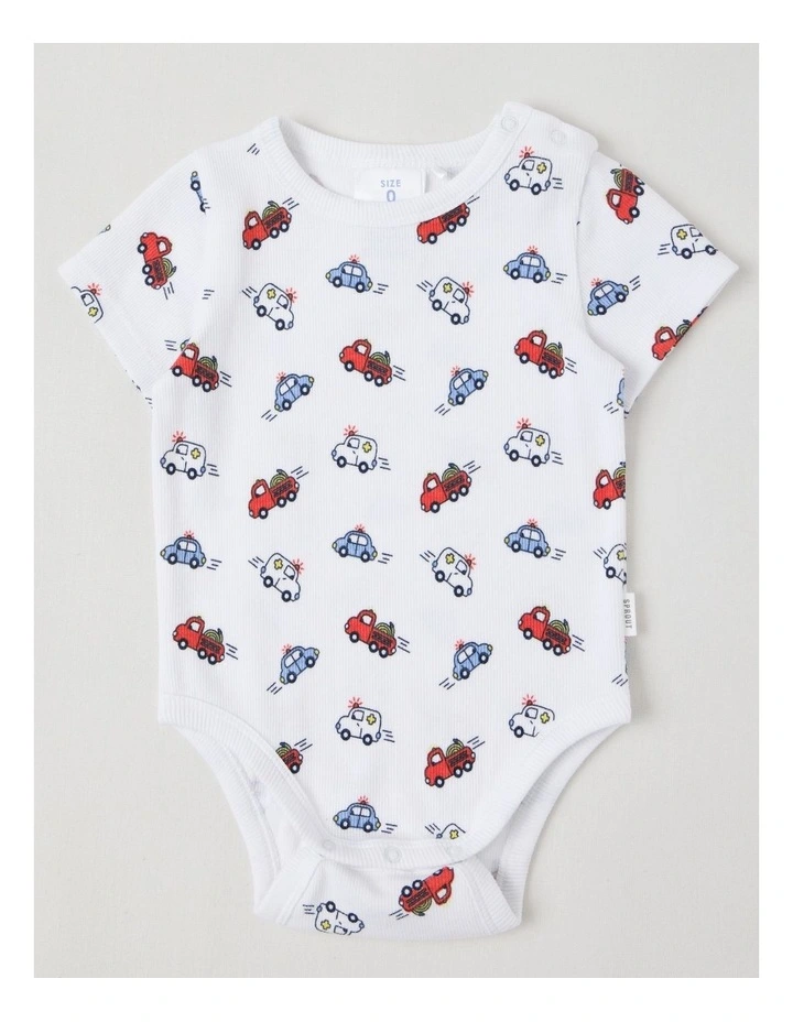 Essentials Rib Emergency Vehicles Bodysuit in White image 1