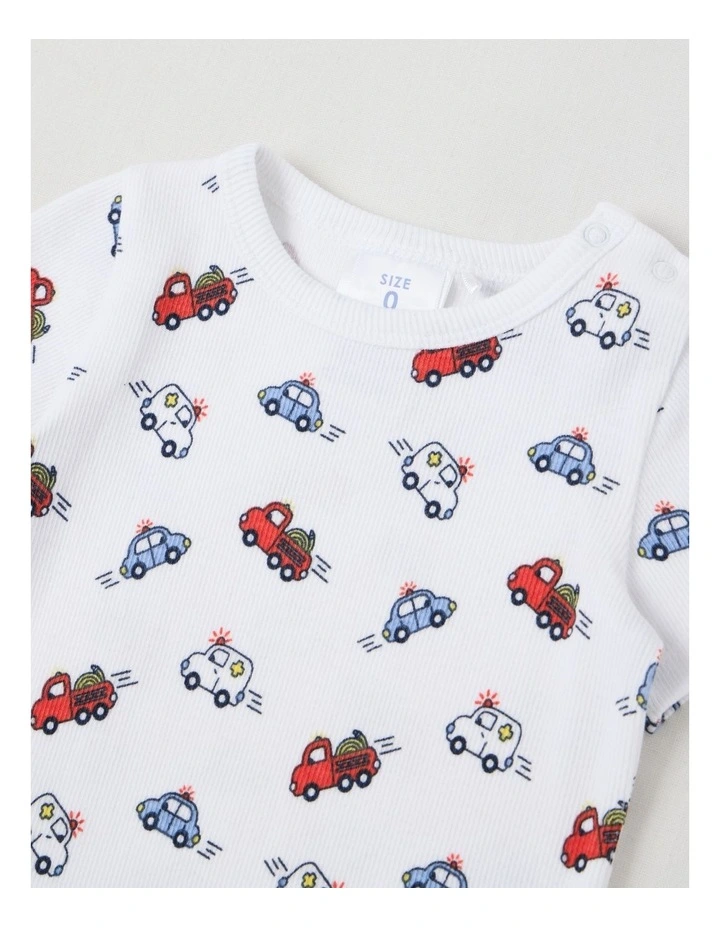 Essentials Rib Emergency Vehicles Bodysuit in White image 2