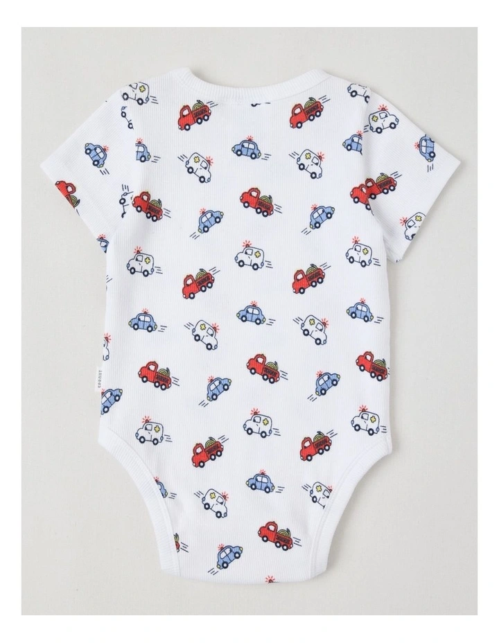 Essentials Rib Emergency Vehicles Bodysuit in White image 3