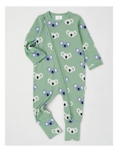 Essentials Rib Koala Coverall in Green
