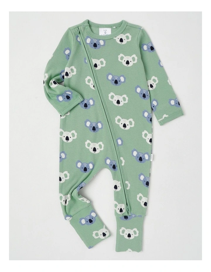 Essentials Rib Koala Coverall in Green image 1