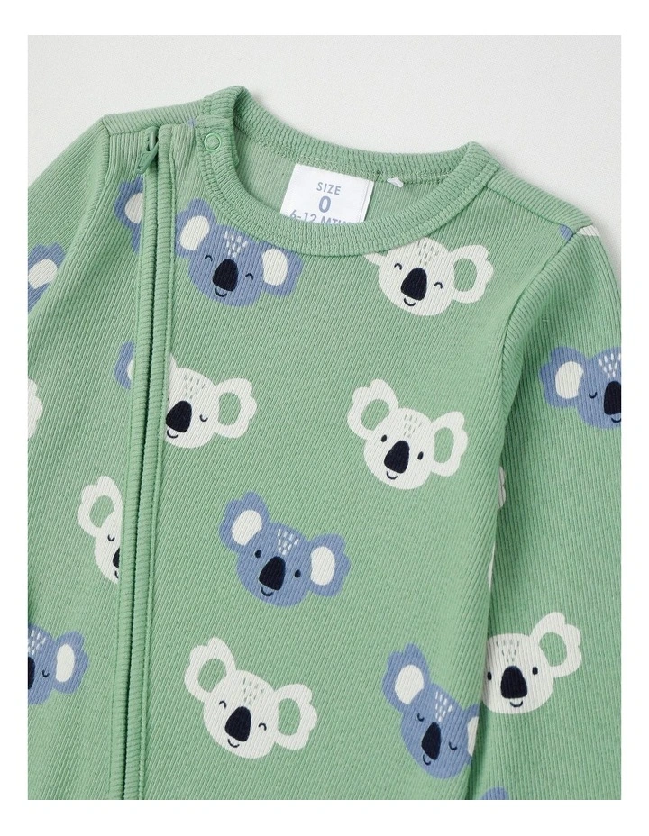 Essentials Rib Koala Coverall in Green image 2
