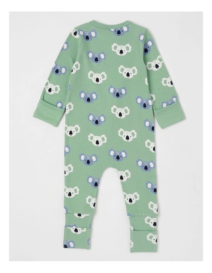 Essentials Rib Koala Coverall in Green image 3