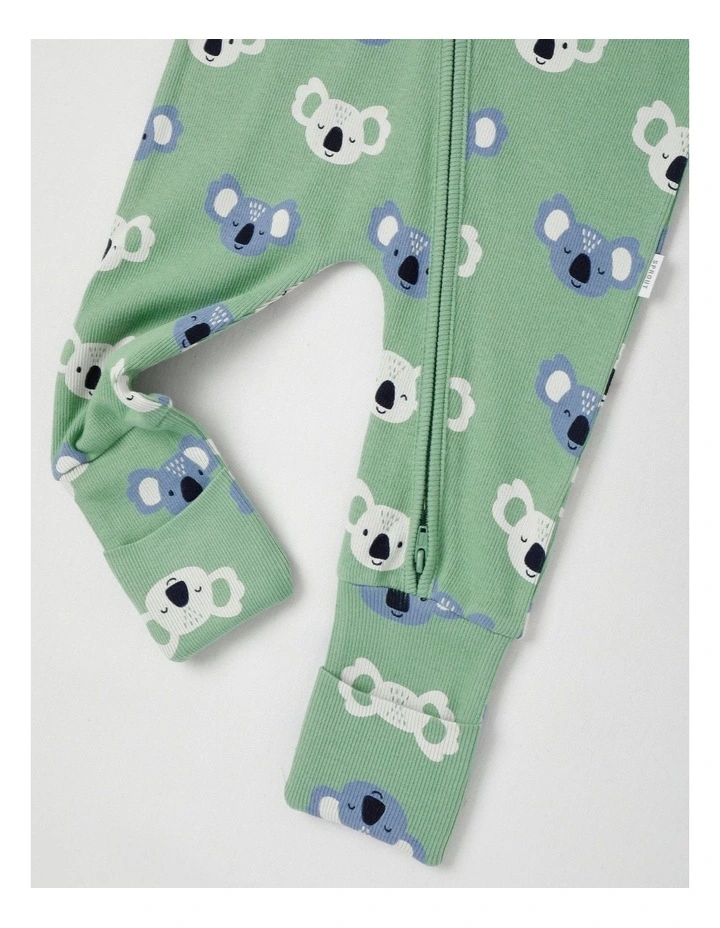 Essentials Rib Koala Coverall in Green image 4