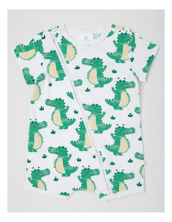Essentials Crocodile Romper in White image 1