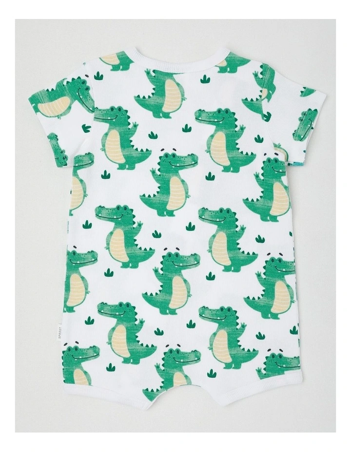 Essentials Crocodile Romper in White image 3