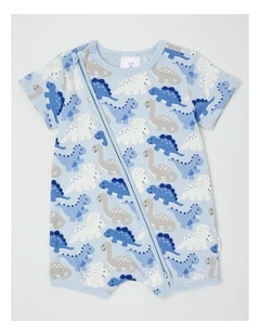 Essentials Dino Romper in Light Blue