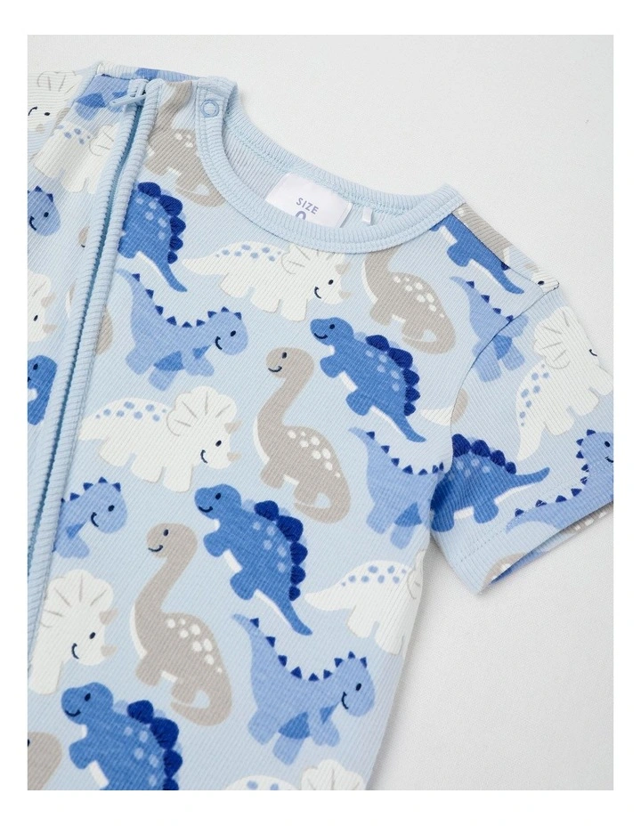 Essentials Dino Romper in Light Blue image 2