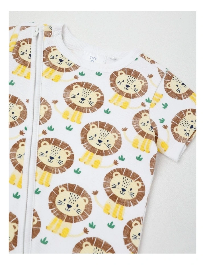 Essentials Lion Romper in White image 2