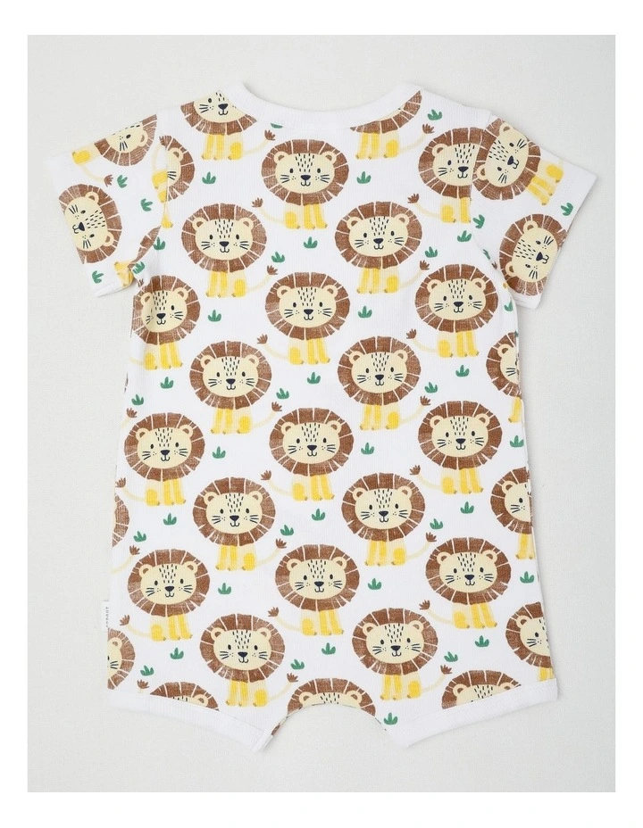 Essentials Lion Romper in White image 3