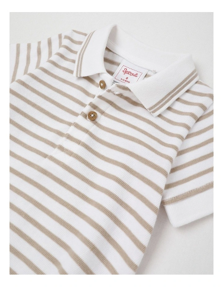 Stripe Polo Bodysuit Beige image 2
