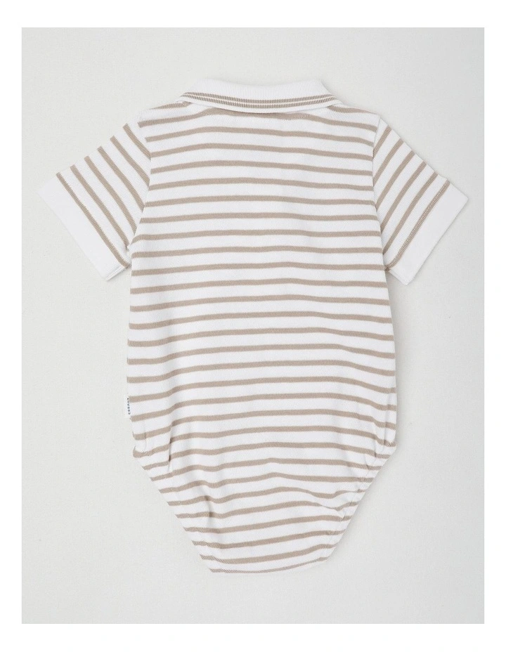 Stripe Polo Bodysuit Beige image 3