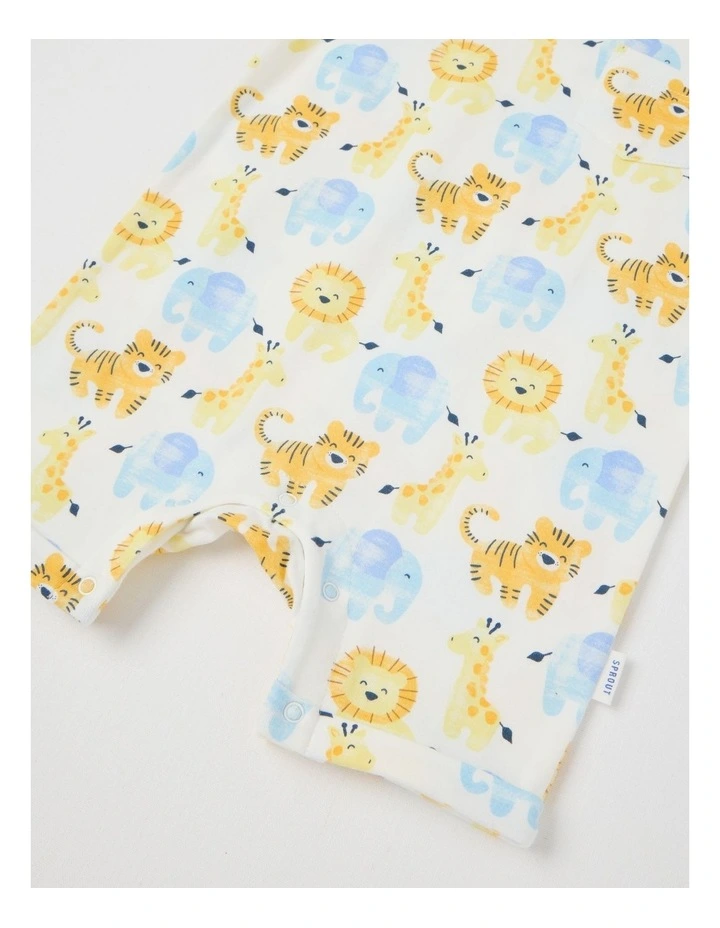Safari Animal Pocket Romper in White image 4