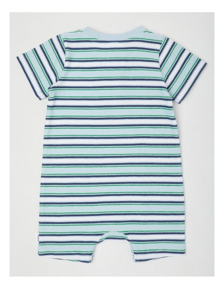 Acorn Stripe Terry Romper in Light Blue image 3