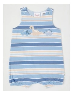 Dino Stripe Romper in Bluestone