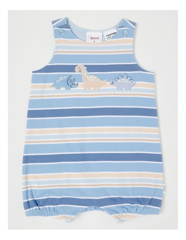 Dino Stripe Romper in Bluestone image 1