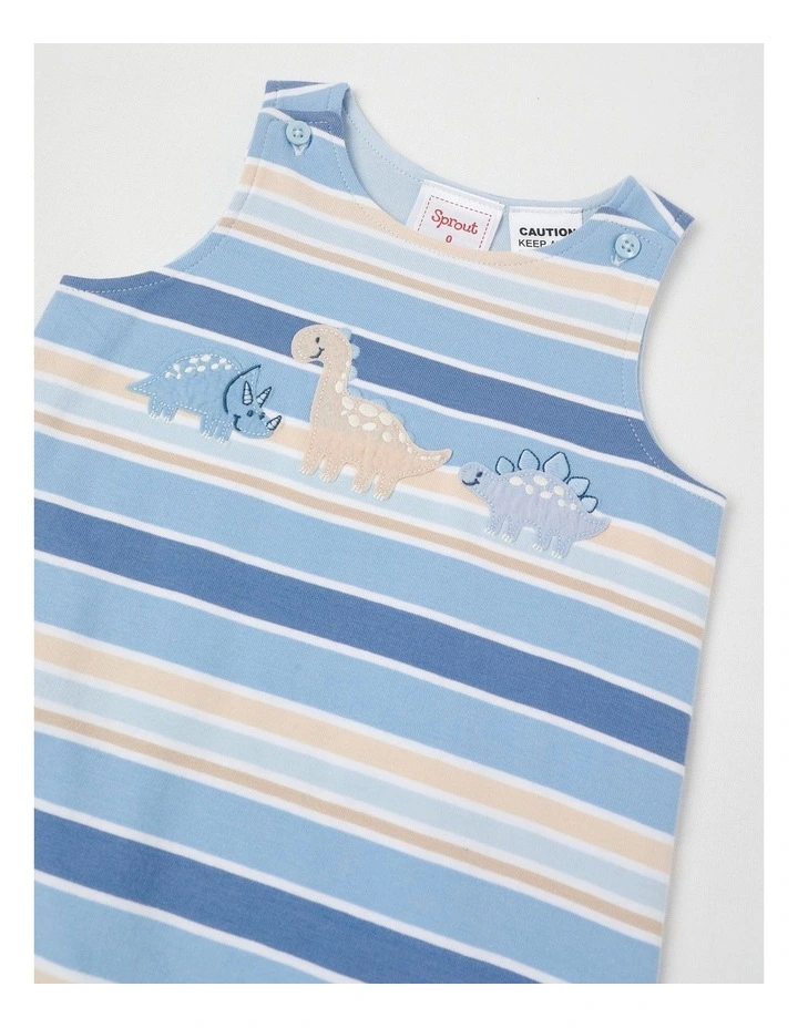 Dino Stripe Romper in Bluestone image 2