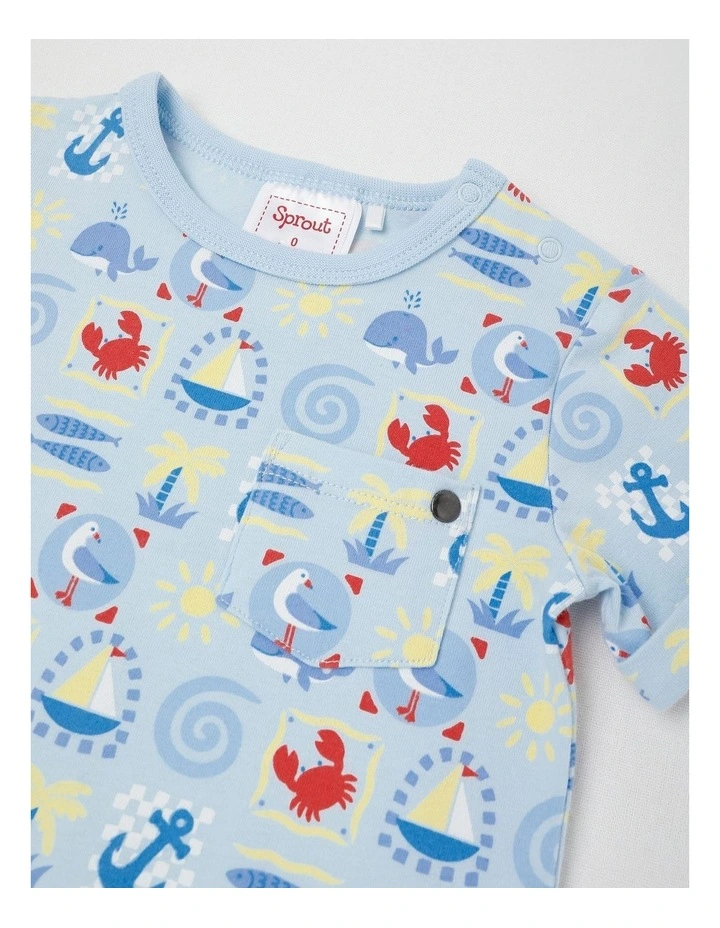 Nautical Romper in Light Blue Marle image 2