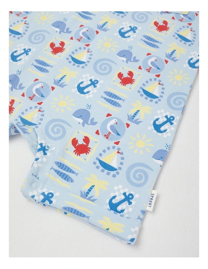Nautical Romper in Light Blue Marle image 4